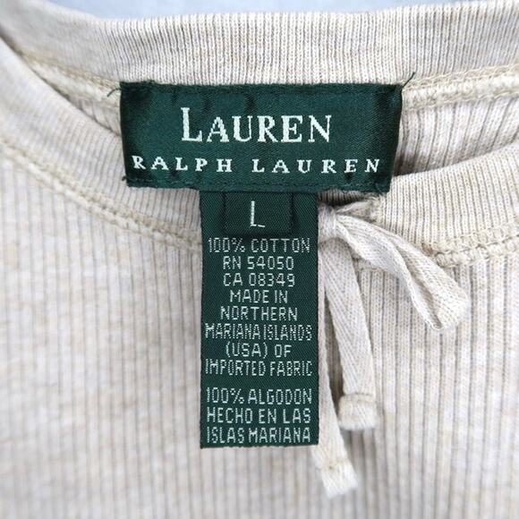 Lauren Ralph Lauren Womens Ribbed Tank Top Beige Large 100% Cotton - Picture 4 of 4